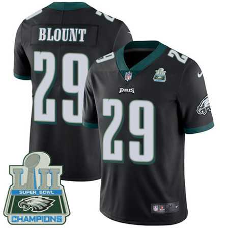 Men's Nike Eagles #29 LeGarrette Blount Black Alternate Super Bowl LII Champions Stitched Vapor Untouchable Limited Jersey